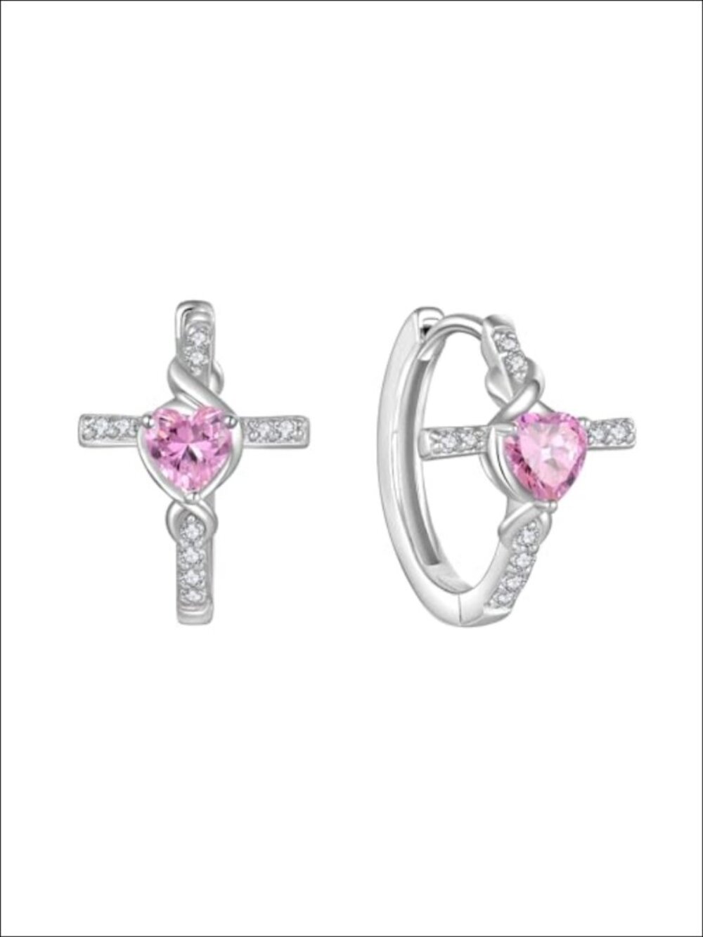 925 Sterling Silver Birthstone Infinity Cross Hoop Earrings